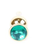 PLUG-JEWELLERY GOLD BUTT PLUG- GREEN