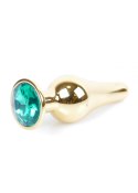 PLUG-JEWELLERY GOLD BUTT PLUG- GREEN