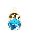PLUG-JEWELLERY GOLD BUTT PLUG- LIGHT BLUE