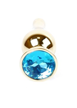 PLUG-JEWELLERY GOLD BUTT PLUG- LIGHT BLUE