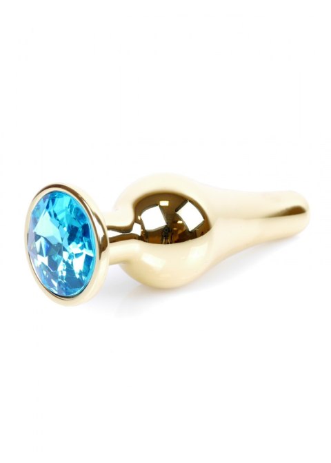 PLUG-JEWELLERY GOLD BUTT PLUG- LIGHT BLUE PLUG-JEWELLERY GOLD BUTT PLUG- LIGHT BLUE