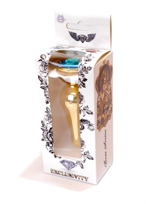 PLUG-JEWELLERY GOLD BUTT PLUG- LIGHT BLUE PLUG-JEWELLERY GOLD BUTT PLUG- LIGHT BLUE