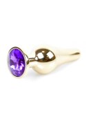 PLUG-JEWELLERY GOLD BUTT PLUG- PURPLE