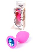 Plug-Jewellery Pink Silicon PLUG Medium- Light Blue Diamond