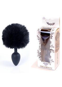 PLUG-JEWELLERY SILICON PLUG - BUNNY TAIL - BLACK