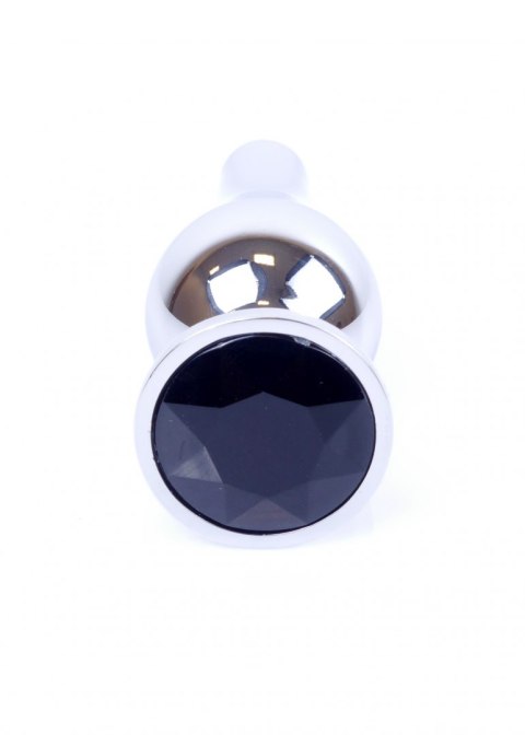 PLUG-JEWELLERY SILVER BUTT PLUG- BLACK PLUG-JEWELLERY SILVER BUTT PLUG- BLACK