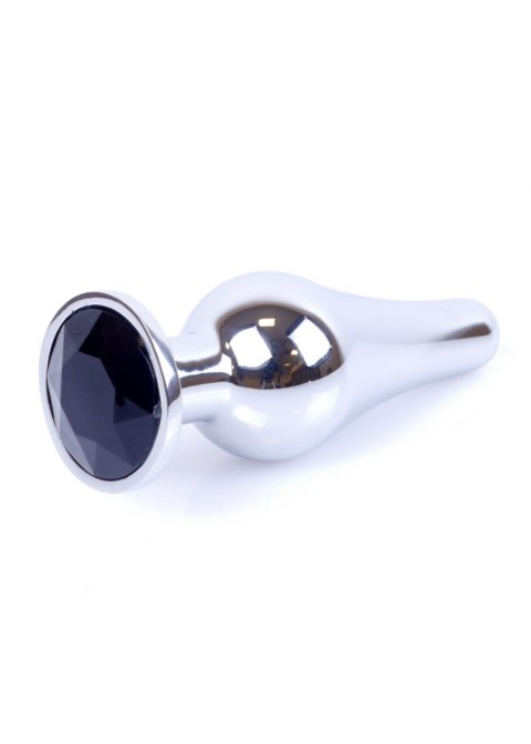 PLUG-JEWELLERY SILVER BUTT PLUG- BLACK PLUG-JEWELLERY SILVER BUTT PLUG- BLACK