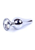 PLUG-JEWELLERY SILVER BUTT PLUG- CLEAR