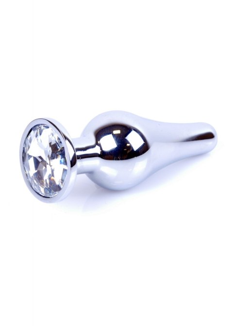 PLUG-JEWELLERY SILVER BUTT PLUG- CLEAR PLUG-JEWELLERY SILVER BUTT PLUG- CLEAR