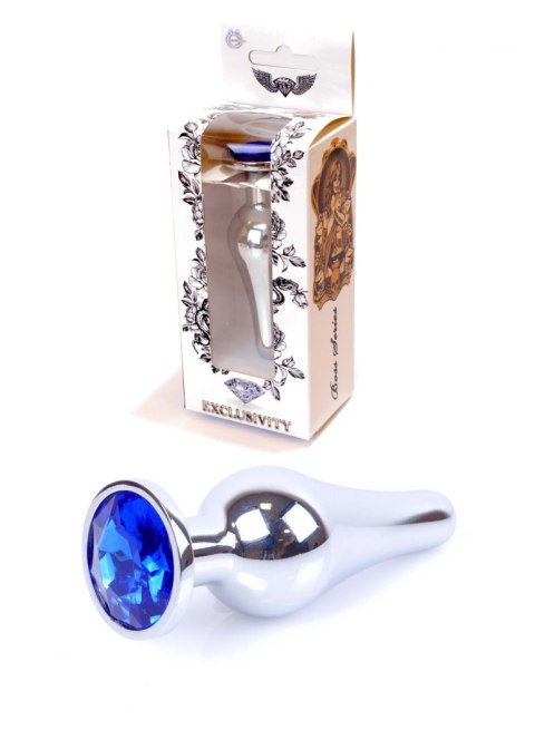 PLUG-JEWELLERY SILVER BUTT PLUG- DARK BLUE