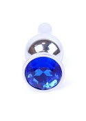 PLUG-JEWELLERY SILVER BUTT PLUG- DARK BLUE