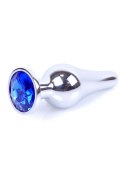 PLUG-JEWELLERY SILVER BUTT PLUG- DARK BLUE