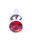PLUG-JEWELLERY SILVER BUTT PLUG- RED