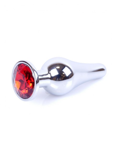 PLUG-JEWELLERY SILVER BUTT PLUG- RED PLUG-JEWELLERY SILVER BUTT PLUG- RED