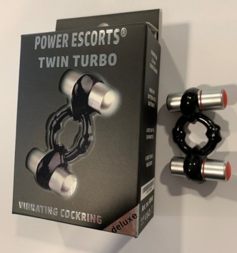 Twin turbo black with silver double motor vibrating cockring incl batteries Twin turbo black with silver double motor vibrating cockring incl batteries