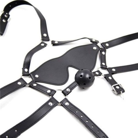 IMBRACATURA PER VISO CON MASCHERA PER OCCHI E MORSO TOTAL HEAD HARNESS RESTRAINT BLACK IMBRACATURA PER VISO CON MASCHERA PER OCCHI E MORSO TOTAL HEAD HARNESS RESTRAINT BLACK