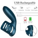 PIERŚCIEŃ EREKCYJNY SEX RING WIBRACJE STYMULATOR WIBRATOR-SILICONE RING BLUE USB 7 FUNCTION