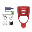 PIERŚCIEŃ EREKCYJNY SEX RING WIBRACJE STYMULATOR WIBRATOR-SILICONE RING RED USB 7 FUNCTION + ELECTRO STIM / REMOTE CONTROL